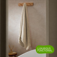 Belmont Viscose Stripe Beige Towels 100% Cotton Hotel Quality Super Absorbent 10 Piece Bale Set, 4 Hand Towel & 12 Face Cloths by OLIVIA ROCCO Towels
