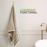 Belmont Viscose Stripe Beige Towels 100% Cotton Hotel Quality Super Absorbent 10 Piece Bale Set, 4 Hand Towel & 12 Face Cloths by OLIVIA ROCCO Towels