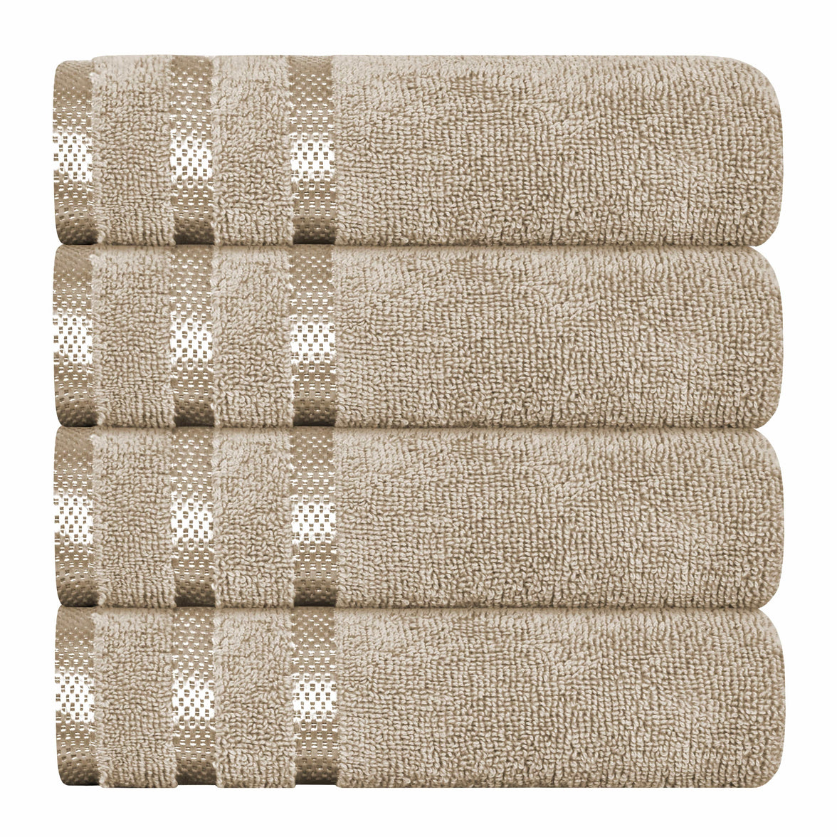 Belmont Viscose Stripe Beige Towels 100% Cotton Hotel Quality Super Absorbent 10 Piece Bale Set, 4 Hand Towel & 12 Face Cloths by OLIVIA ROCCO 4 PK HAND TOWEL / BEIGE Towels