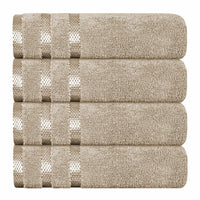 Belmont Viscose Stripe Beige Towels 100% Cotton Hotel Quality Super Absorbent 10 Piece Bale Set, 4 Hand Towel & 12 Face Cloths by OLIVIA ROCCO 4 PK HAND TOWEL / BEIGE Towels