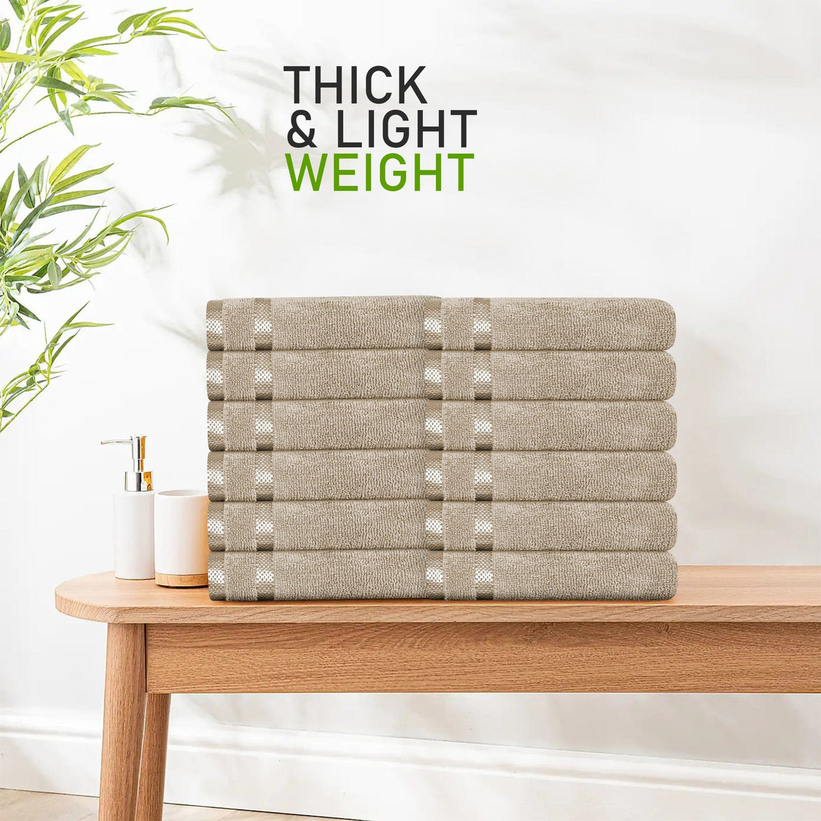 Belmont Viscose Stripe Beige Towels 100% Cotton Hotel Quality Super Absorbent 10 Piece Bale Set, 4 Hand Towel & 12 Face Cloths by OLIVIA ROCCO Towels