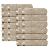 Belmont Viscose Stripe Beige Towels 100% Cotton Hotel Quality Super Absorbent 10 Piece Bale Set, 4 Hand Towel & 12 Face Cloths by OLIVIA ROCCO 12 PK FACE CLOTHS / BEIGE Towels