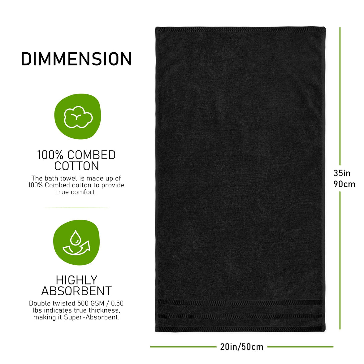 Belmont Viscose Stripe Black Towels 100% Cotton Hotel Quality Super Absorbent 10 Piece Bale Set, 4 Hand Towel & 12 Face Cloths by OLIVIA ROCCO Towels