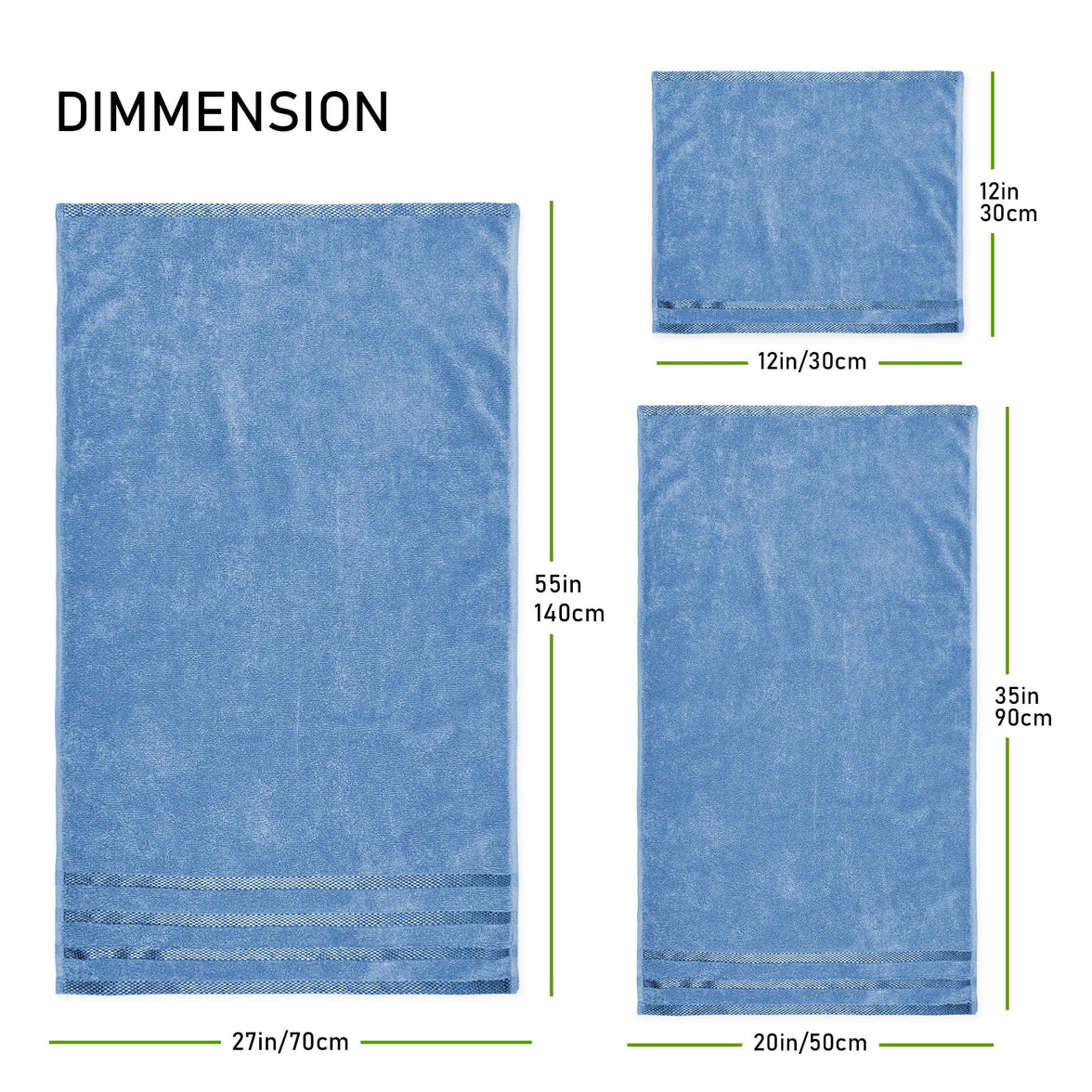 Belmont Viscose Stripe Blue Towels 100% Cotton Hotel Quality Super Absorbent 10 Piece Bale Set, 4 Hand Towel & 12 Face Cloths by OLIVIA ROCCO Towels