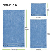 Belmont Viscose Stripe Blue Towels 100% Cotton Hotel Quality Super Absorbent 10 Piece Bale Set, 4 Hand Towel & 12 Face Cloths by OLIVIA ROCCO Towels