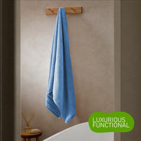 Belmont Viscose Stripe Blue Towels 100% Cotton Hotel Quality Super Absorbent 10 Piece Bale Set, 4 Hand Towel & 12 Face Cloths by OLIVIA ROCCO Towels