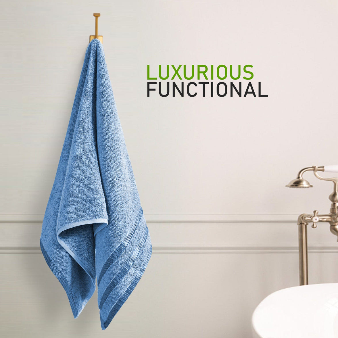 Belmont Viscose Stripe Blue Towels 100% Cotton Hotel Quality Super Absorbent 10 Piece Bale Set, 4 Hand Towel & 12 Face Cloths by OLIVIA ROCCO Towels
