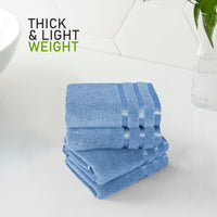 Belmont Viscose Stripe Blue Towels 100% Cotton Hotel Quality Super Absorbent 10 Piece Bale Set, 4 Hand Towel & 12 Face Cloths by OLIVIA ROCCO Towels