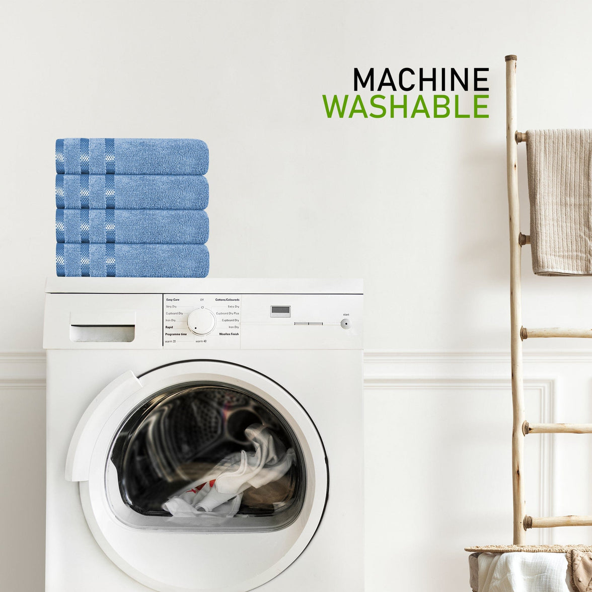 Belmont Viscose Stripe Blue Towels 100% Cotton Hotel Quality Super Absorbent 10 Piece Bale Set, 4 Hand Towel & 12 Face Cloths by OLIVIA ROCCO Towels