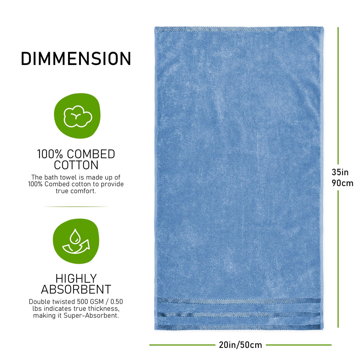 Belmont Viscose Stripe Blue Towels 100% Cotton Hotel Quality Super Absorbent 10 Piece Bale Set, 4 Hand Towel & 12 Face Cloths by OLIVIA ROCCO Towels