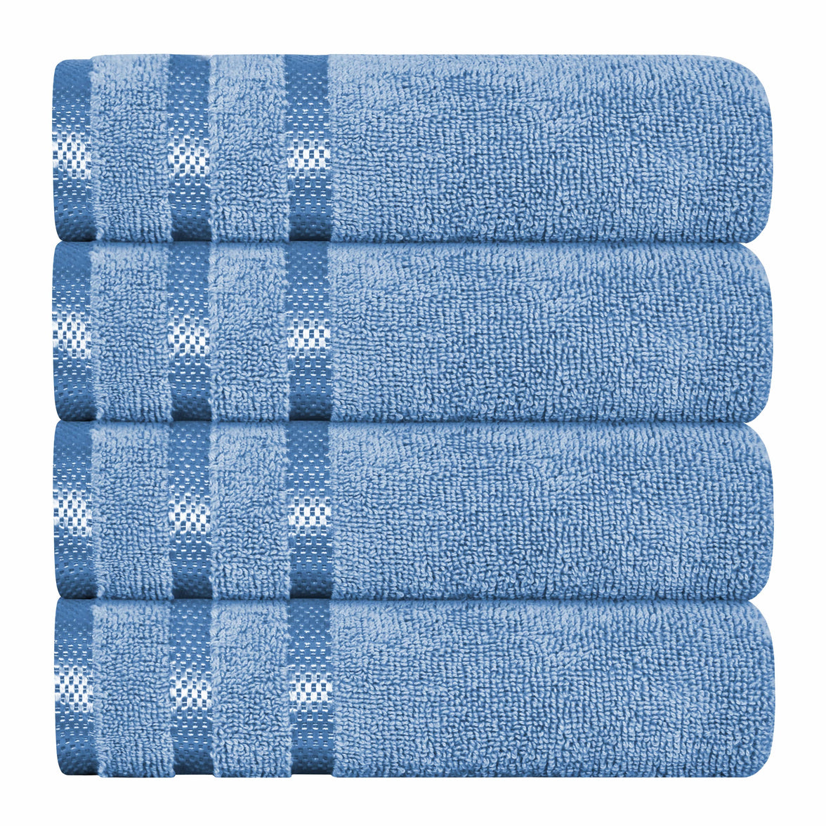 Belmont Viscose Stripe Blue Towels 100% Cotton Hotel Quality Super Absorbent 10 Piece Bale Set, 4 Hand Towel & 12 Face Cloths by OLIVIA ROCCO 4 PK HAND TOWEL / BLUE Towels