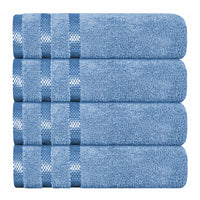Belmont Viscose Stripe Blue Towels 100% Cotton Hotel Quality Super Absorbent 10 Piece Bale Set, 4 Hand Towel & 12 Face Cloths by OLIVIA ROCCO 4 PK HAND TOWEL / BLUE Towels