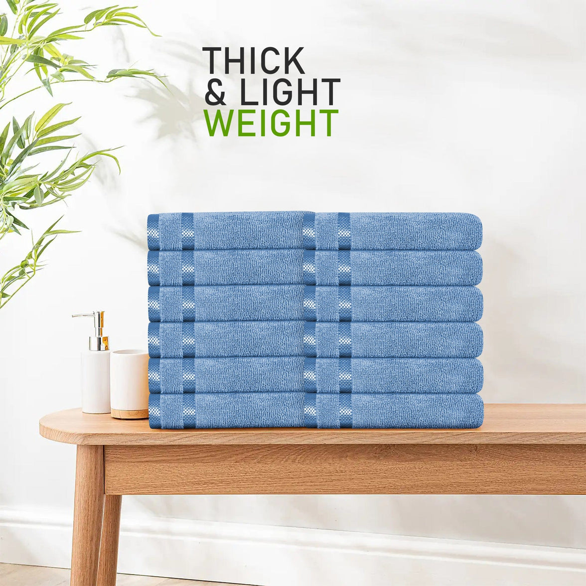 Belmont Viscose Stripe Blue Towels 100% Cotton Hotel Quality Super Absorbent 10 Piece Bale Set, 4 Hand Towel & 12 Face Cloths by OLIVIA ROCCO Towels