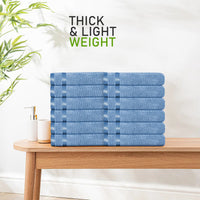 Belmont Viscose Stripe Blue Towels 100% Cotton Hotel Quality Super Absorbent 10 Piece Bale Set, 4 Hand Towel & 12 Face Cloths by OLIVIA ROCCO Towels