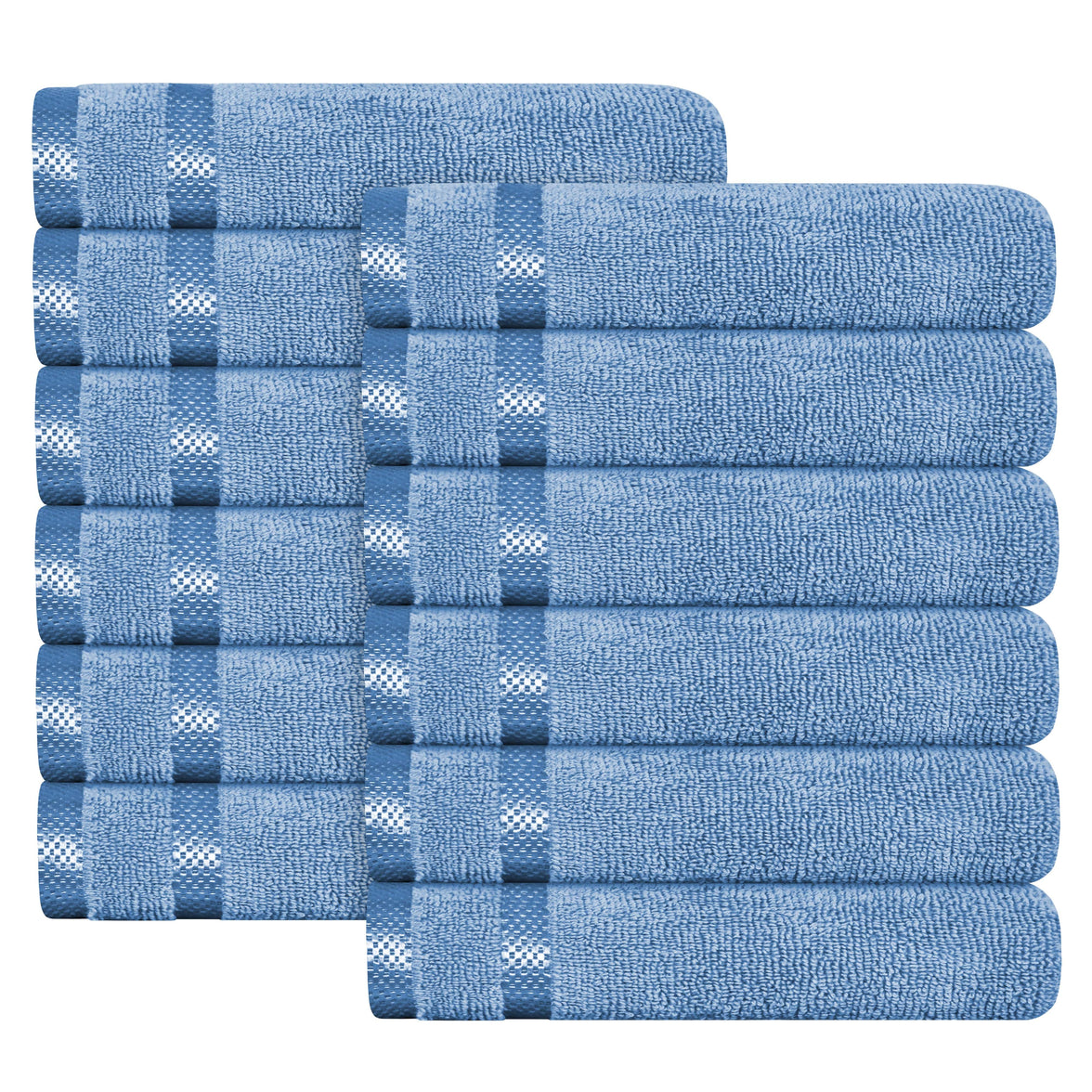 Belmont Viscose Stripe Blue Towels 100% Cotton Hotel Quality Super Absorbent 10 Piece Bale Set, 4 Hand Towel & 12 Face Cloths by OLIVIA ROCCO 12 PK FACE CLOTHS / BLUE Towels