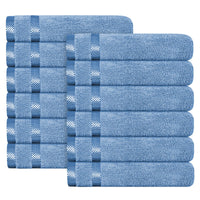 Belmont Viscose Stripe Blue Towels 100% Cotton Hotel Quality Super Absorbent 10 Piece Bale Set, 4 Hand Towel & 12 Face Cloths by OLIVIA ROCCO 12 PK FACE CLOTHS / BLUE Towels