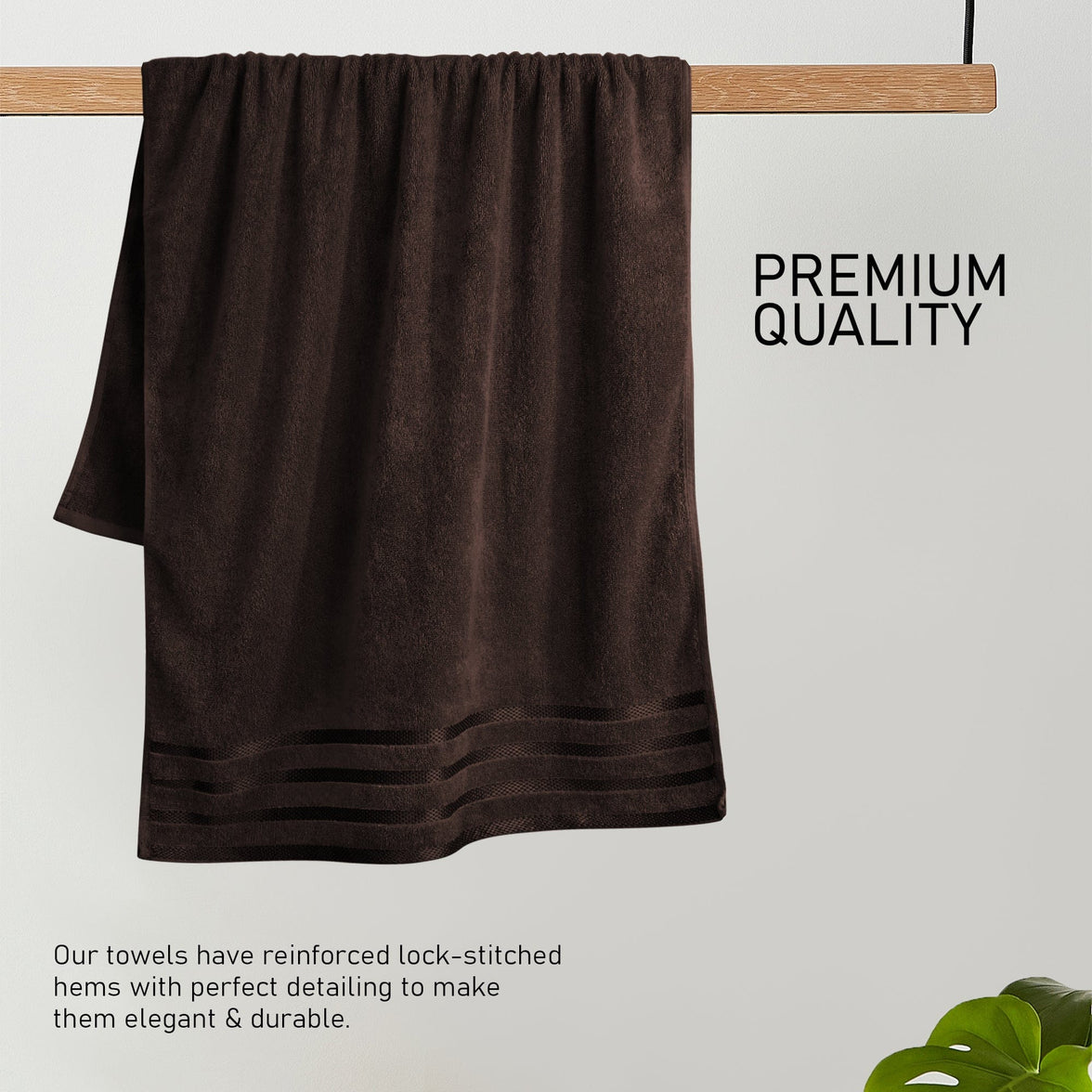 Belmont Viscose Stripe Brown Towels 100% Cotton Hotel Quality Super Absorbent 10 Piece Bale Set, 4 Hand Towel & 12 Face Cloths by OLIVIA ROCCO Towels