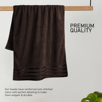 Belmont Viscose Stripe Brown Towels 100% Cotton Hotel Quality Super Absorbent 10 Piece Bale Set, 4 Hand Towel & 12 Face Cloths by OLIVIA ROCCO Towels