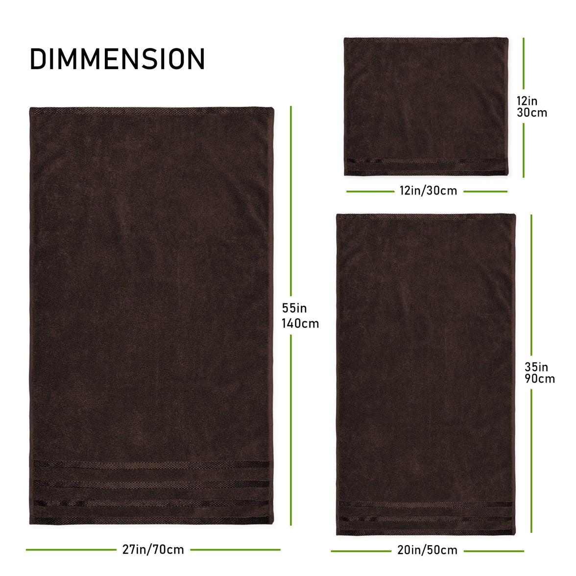 Belmont Viscose Stripe Brown Towels 100% Cotton Hotel Quality Super Absorbent 10 Piece Bale Set, 4 Hand Towel & 12 Face Cloths by OLIVIA ROCCO Towels