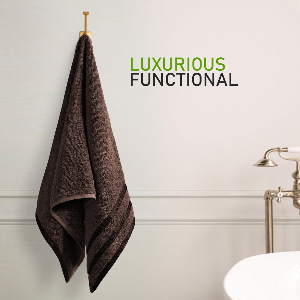 Belmont Viscose Stripe Brown Towels 100% Cotton Hotel Quality Super Absorbent 10 Piece Bale Set, 4 Hand Towel & 12 Face Cloths by OLIVIA ROCCO Towels