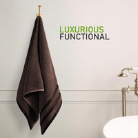 Belmont Viscose Stripe Brown Towels 100% Cotton Hotel Quality Super Absorbent 10 Piece Bale Set, 4 Hand Towel & 12 Face Cloths by OLIVIA ROCCO Towels