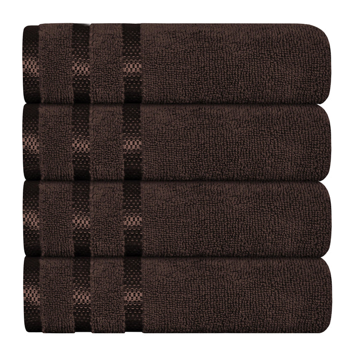 Belmont Viscose Stripe Brown Towels 100% Cotton Hotel Quality Super Absorbent 10 Piece Bale Set, 4 Hand Towel & 12 Face Cloths by OLIVIA ROCCO 4 PK HAND TOWEL / BROWN Towels