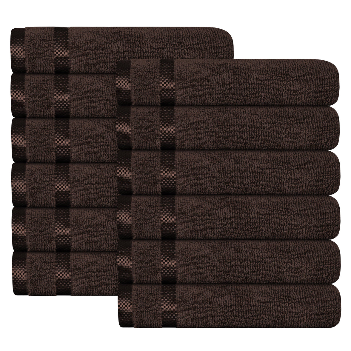 Belmont Viscose Stripe Brown Towels 100% Cotton Hotel Quality Super Absorbent 10 Piece Bale Set, 4 Hand Towel & 12 Face Cloths by OLIVIA ROCCO 12 PK FACE CLOTHS / BROWN Towels