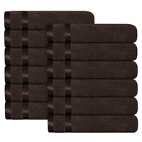 Belmont Viscose Stripe Brown Towels 100% Cotton Hotel Quality Super Absorbent 10 Piece Bale Set, 4 Hand Towel & 12 Face Cloths by OLIVIA ROCCO 12 PK FACE CLOTHS / BROWN Towels