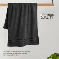 Belmont Viscose Stripe Grey Towels 100% Cotton Hotel Quality Super Absorbent 10 Piece Bale Set, 4 Hand Towel & 12 Face Cloths by OLIVIA ROCCO Towels