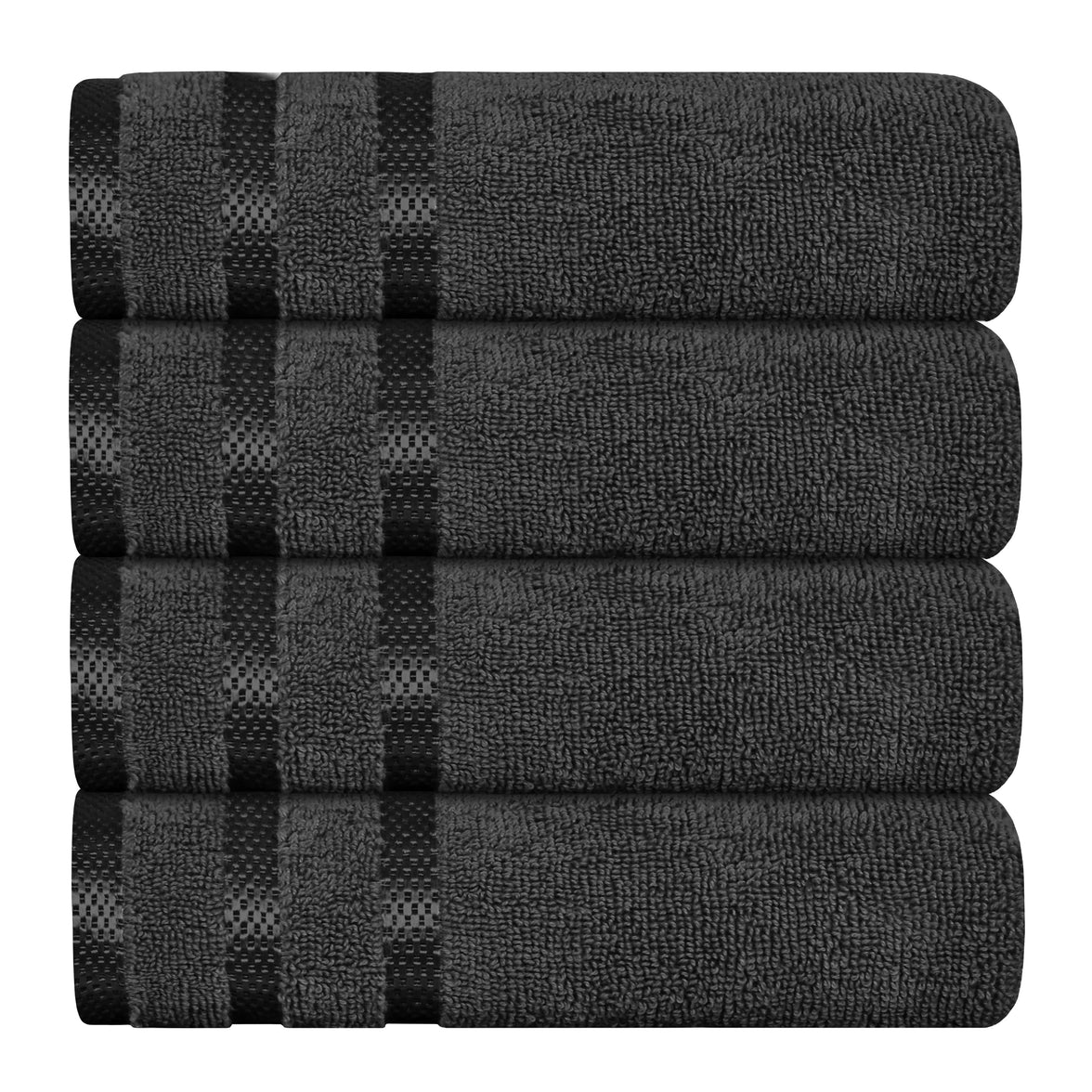 Belmont Viscose Stripe Grey Towels 100% Cotton Hotel Quality Super Absorbent 10 Piece Bale Set, 4 Hand Towel & 12 Face Cloths by OLIVIA ROCCO 4 PK HAND TOWEL / GREY Towels