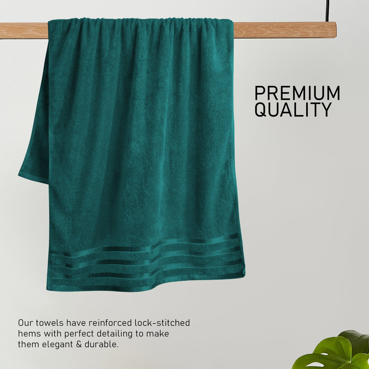 Belmont Viscose Stripe Jade Green Towels 100% Cotton Hotel Quality Super Absorbent 10 Piece Bale Set, 4 Hand Towel & 12 Face Cloths by OLIVIA ROCCO Towels