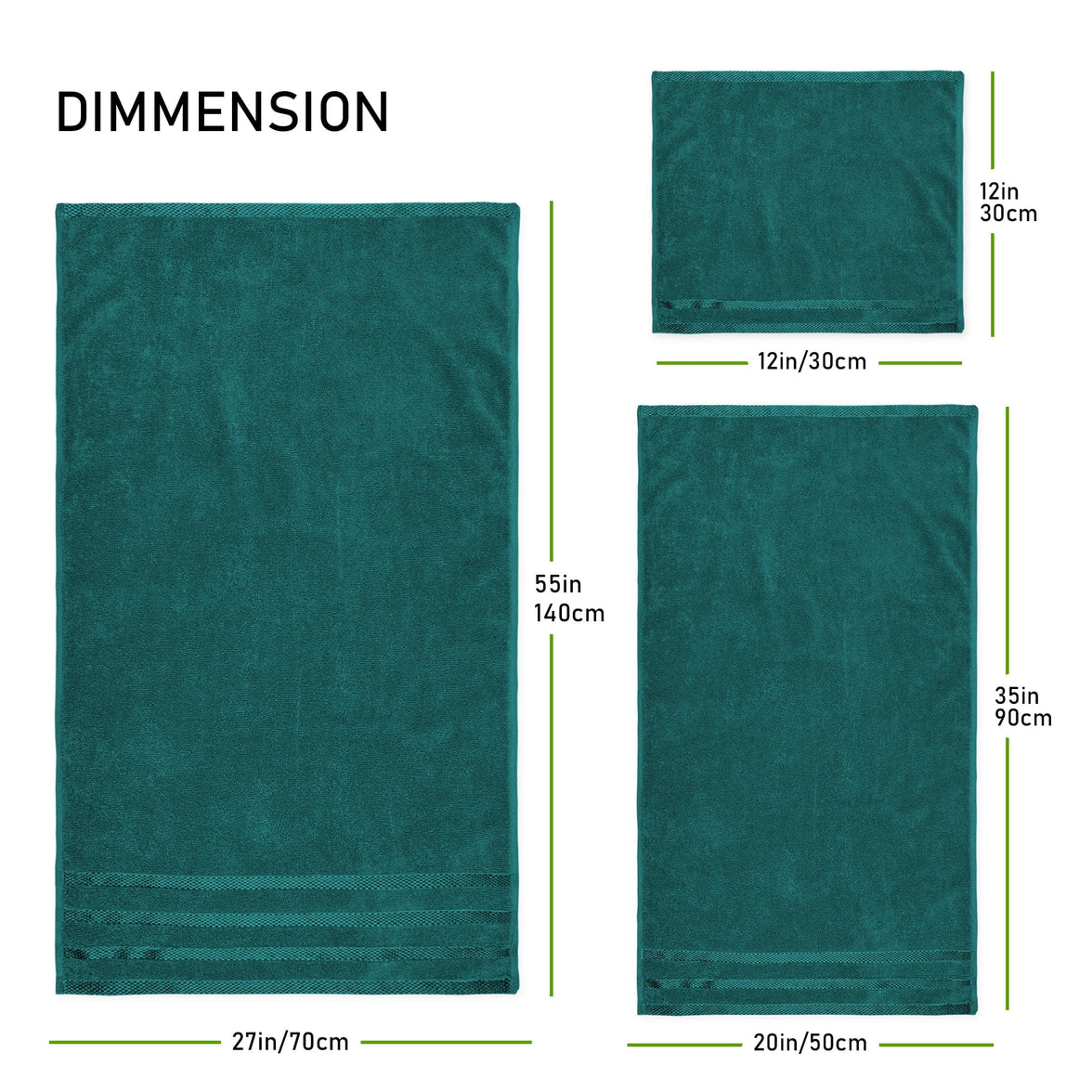 Belmont Viscose Stripe Jade Green Towels 100% Cotton Hotel Quality Super Absorbent 10 Piece Bale Set, 4 Hand Towel & 12 Face Cloths by OLIVIA ROCCO Towels