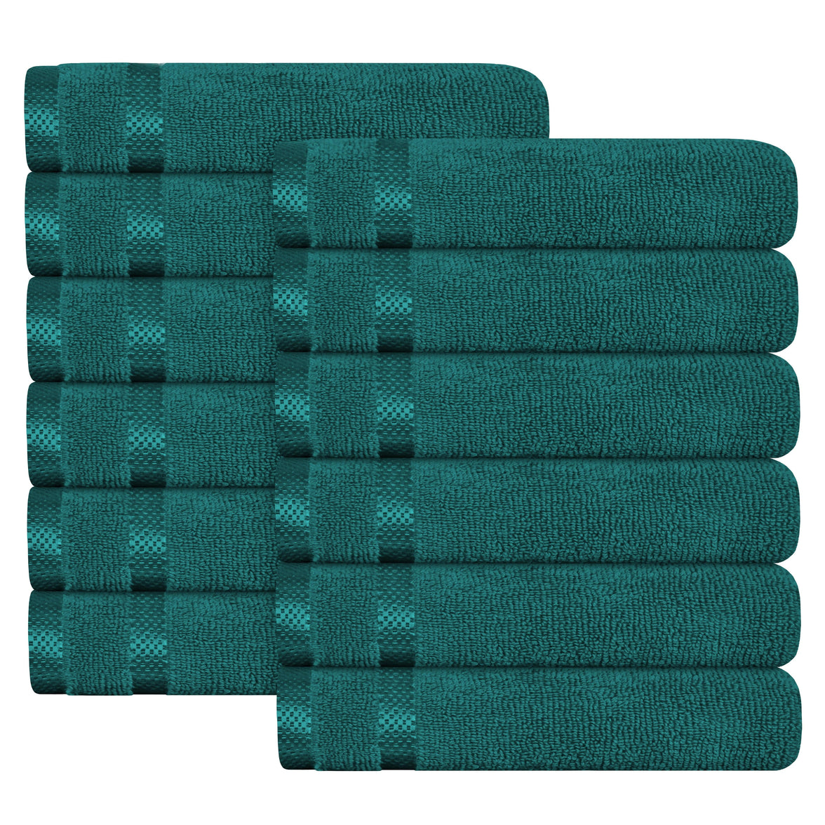 Belmont Viscose Stripe Jade Green Towels 100% Cotton Hotel Quality Super Absorbent 10 Piece Bale Set, 4 Hand Towel & 12 Face Cloths by OLIVIA ROCCO 12 PK FACE CLOTHS / JADE GREEN Towels
