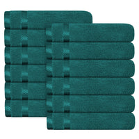 Belmont Viscose Stripe Jade Green Towels 100% Cotton Hotel Quality Super Absorbent 10 Piece Bale Set, 4 Hand Towel & 12 Face Cloths by OLIVIA ROCCO 12 PK FACE CLOTHS / JADE GREEN Towels