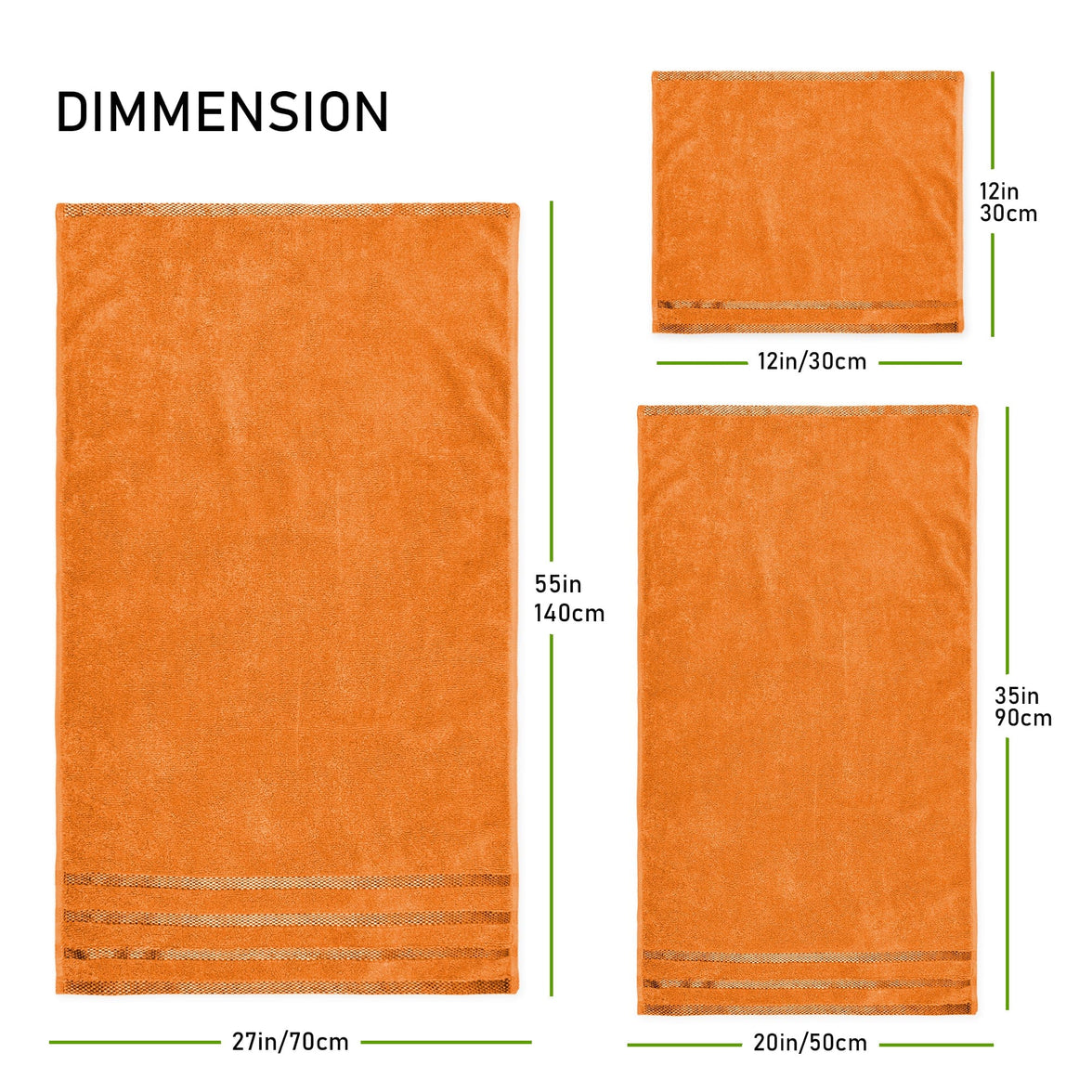 Belmont Viscose Stripe Orange Towels 100% Cotton Hotel Quality Super Absorbent 10 Piece Bale Set, 4 Hand Towel & 12 Face Cloths by OLIVIA ROCCO Towels