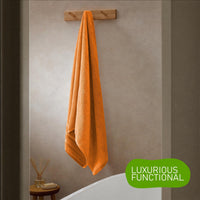 Belmont Viscose Stripe Orange Towels 100% Cotton Hotel Quality Super Absorbent 10 Piece Bale Set, 4 Hand Towel & 12 Face Cloths by OLIVIA ROCCO Towels