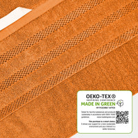 Belmont Viscose Stripe Orange Towels 100% Cotton Hotel Quality Super Absorbent 10 Piece Bale Set, 4 Hand Towel & 12 Face Cloths by OLIVIA ROCCO Towels