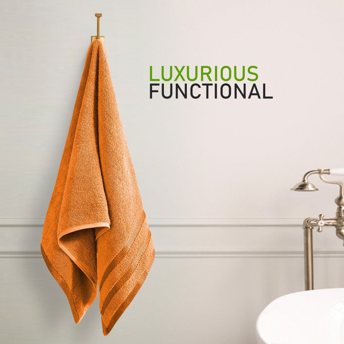 Belmont Viscose Stripe Orange Towels 100% Cotton Hotel Quality Super Absorbent 10 Piece Bale Set, 4 Hand Towel & 12 Face Cloths by OLIVIA ROCCO Towels
