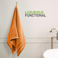 Belmont Viscose Stripe Orange Towels 100% Cotton Hotel Quality Super Absorbent 10 Piece Bale Set, 4 Hand Towel & 12 Face Cloths by OLIVIA ROCCO Towels