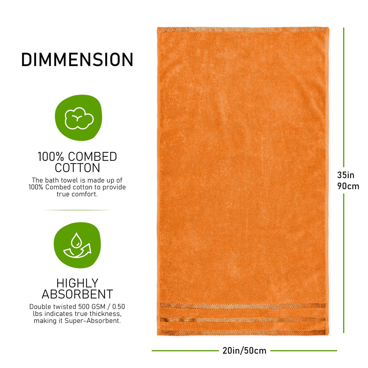 Belmont Viscose Stripe Orange Towels 100% Cotton Hotel Quality Super Absorbent 10 Piece Bale Set, 4 Hand Towel & 12 Face Cloths by OLIVIA ROCCO Towels