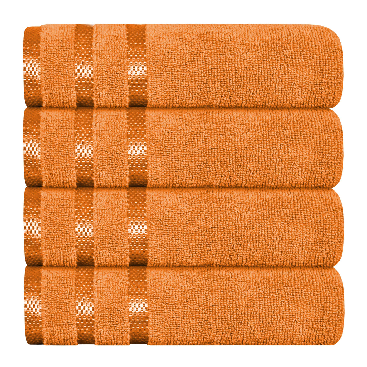 Belmont Viscose Stripe Orange Towels 100% Cotton Hotel Quality Super Absorbent 10 Piece Bale Set, 4 Hand Towel & 12 Face Cloths by OLIVIA ROCCO 4 PK HAND TOWEL / ORANGE Towels