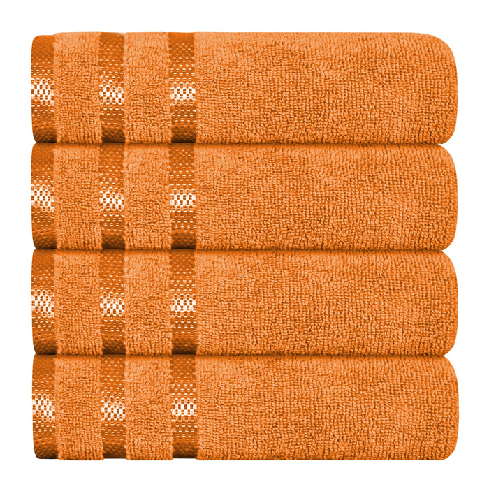 Belmont Viscose Stripe Orange Towels 100% Cotton Hotel Quality Super Absorbent 10 Piece Bale Set, 4 Hand Towel & 12 Face Cloths by OLIVIA ROCCO 4 PK HAND TOWEL / ORANGE Towels
