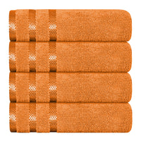 Belmont Viscose Stripe Orange Towels 100% Cotton Hotel Quality Super Absorbent 10 Piece Bale Set, 4 Hand Towel & 12 Face Cloths by OLIVIA ROCCO 4 PK HAND TOWEL / ORANGE Towels
