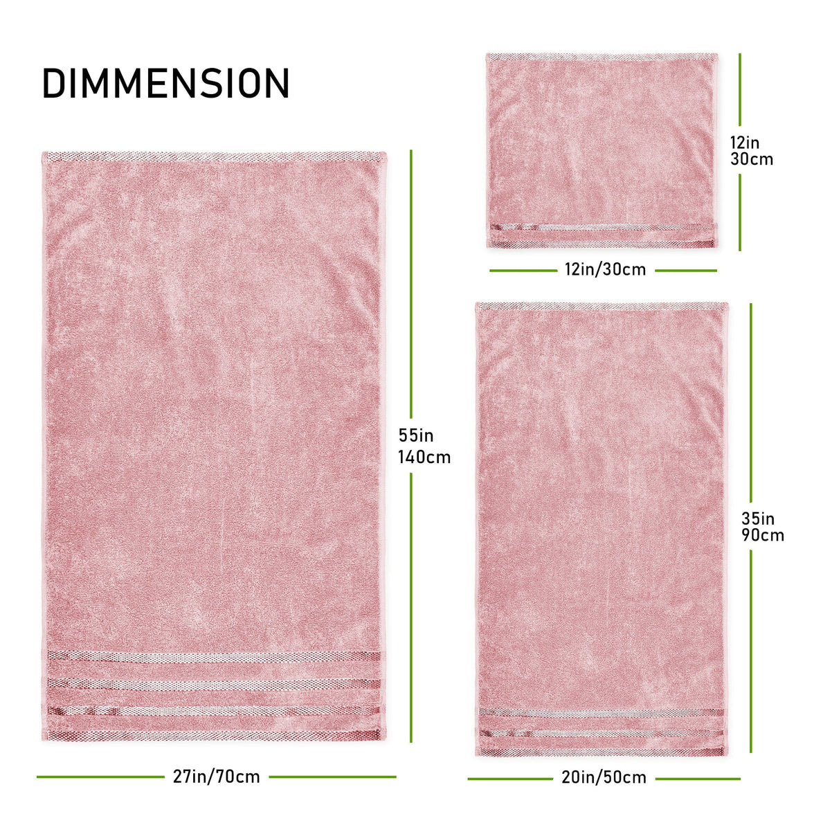 Belmont Viscose Stripe Pink Towels 100% Cotton Hotel Quality Super Absorbent 10 Piece Bale Set, 4 Hand Towel & 12 Face Cloths by OLIVIA ROCCO Towels