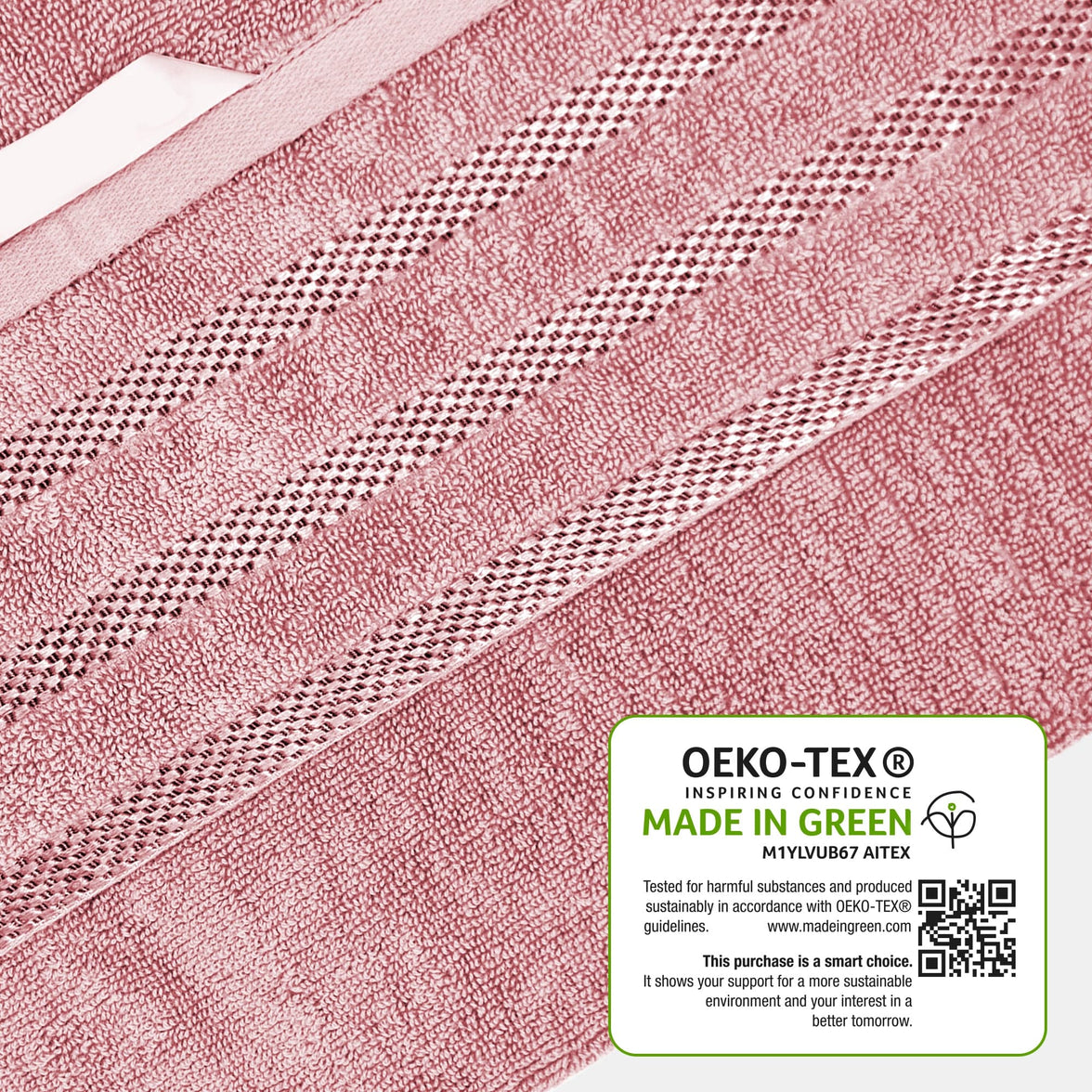 Belmont Viscose Stripe Pink Towels 100% Cotton Hotel Quality Super Absorbent 10 Piece Bale Set, 4 Hand Towel & 12 Face Cloths by OLIVIA ROCCO Towels