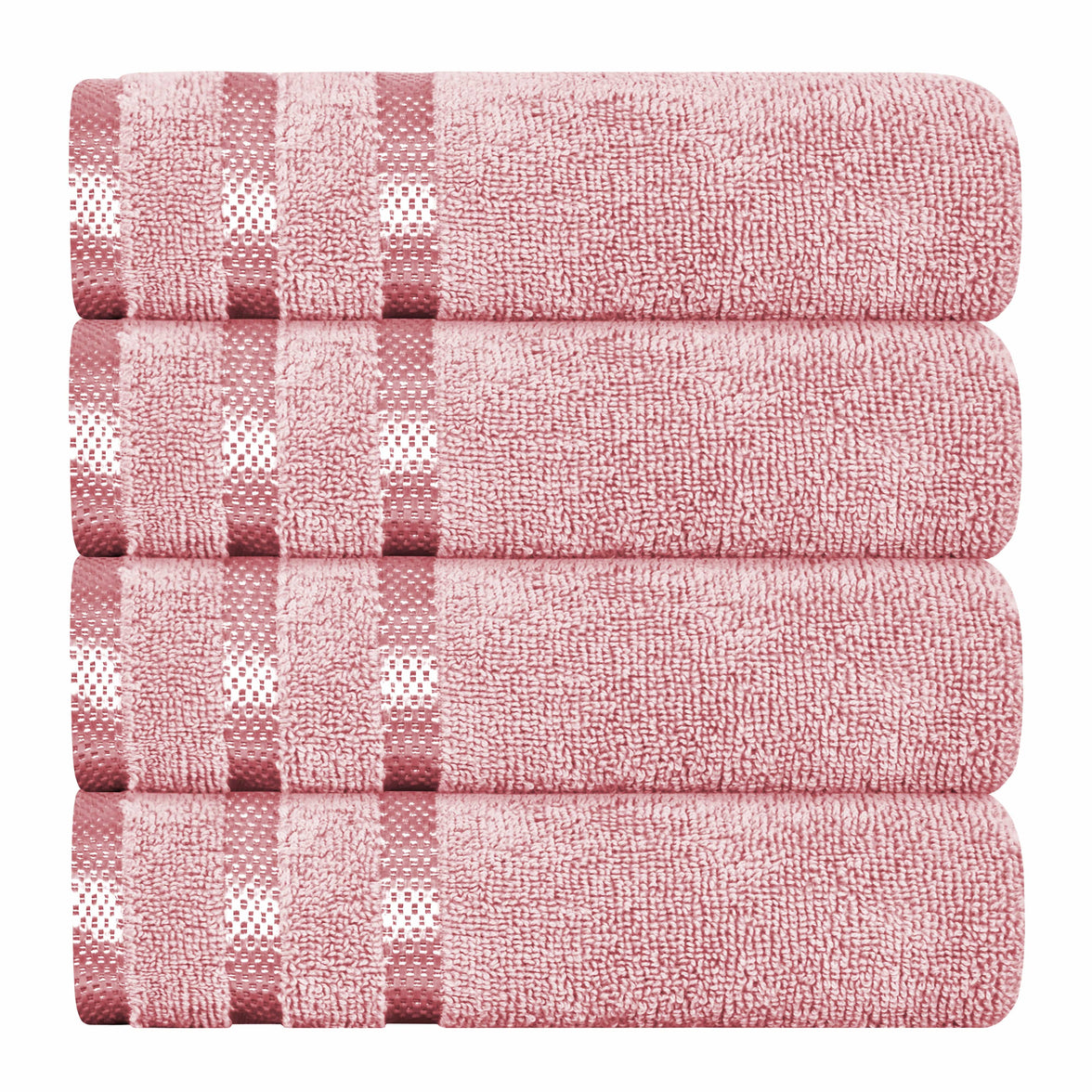 Belmont Viscose Stripe Pink Towels 100% Cotton Hotel Quality Super Absorbent 10 Piece Bale Set, 4 Hand Towel & 12 Face Cloths by OLIVIA ROCCO 4 PK HAND TOWEL / PINK Towels
