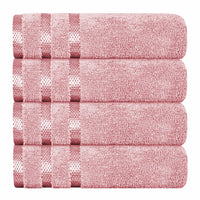 Belmont Viscose Stripe Pink Towels 100% Cotton Hotel Quality Super Absorbent 10 Piece Bale Set, 4 Hand Towel & 12 Face Cloths by OLIVIA ROCCO 4 PK HAND TOWEL / PINK Towels