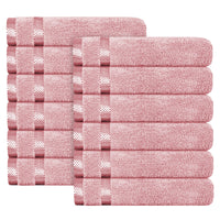 Belmont Viscose Stripe Pink Towels 100% Cotton Hotel Quality Super Absorbent 10 Piece Bale Set, 4 Hand Towel & 12 Face Cloths by OLIVIA ROCCO 12 PK FACE CLOTHS / PINK Towels