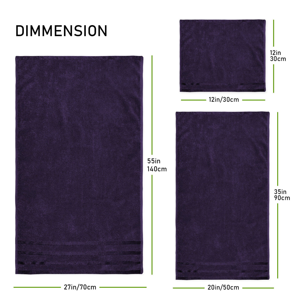 Belmont Viscose Stripe Purple Towels 100% Cotton Hotel Quality Super Absorbent 10 Piece Bale Set, 4 Hand Towel & 12 Face Cloths by OLIVIA ROCCO Towels
