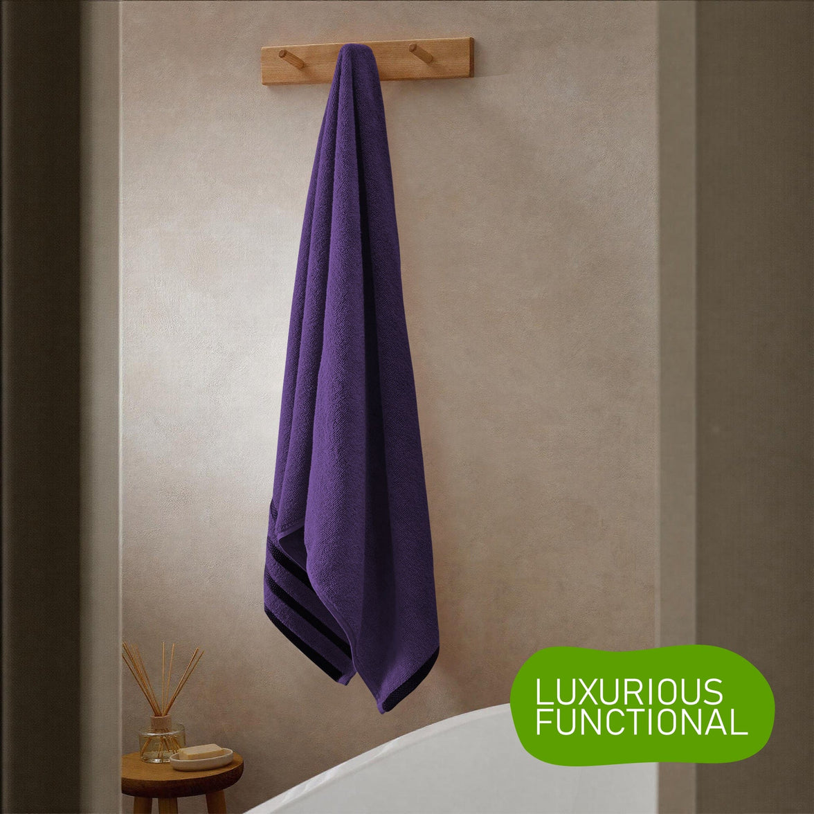 Belmont Viscose Stripe Purple Towels 100% Cotton Hotel Quality Super Absorbent 10 Piece Bale Set, 4 Hand Towel & 12 Face Cloths by OLIVIA ROCCO Towels